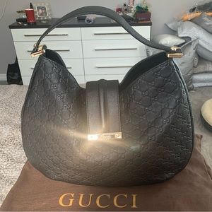 NOT FOR SALE / AUTHENTIC GUCCI BRAND Guccissima Large Web leather Hobo bag